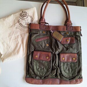 Vintage Ralph Lauren Olive and Brown Shoulder Bag - Stunning!!
